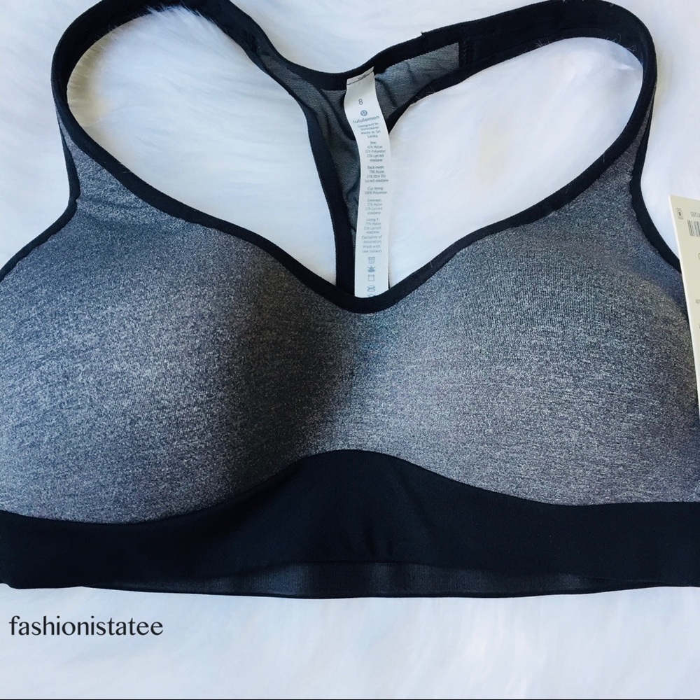 NWT lululemon Speed Up Bra Heathered Black Grey - Picture 2 of 5